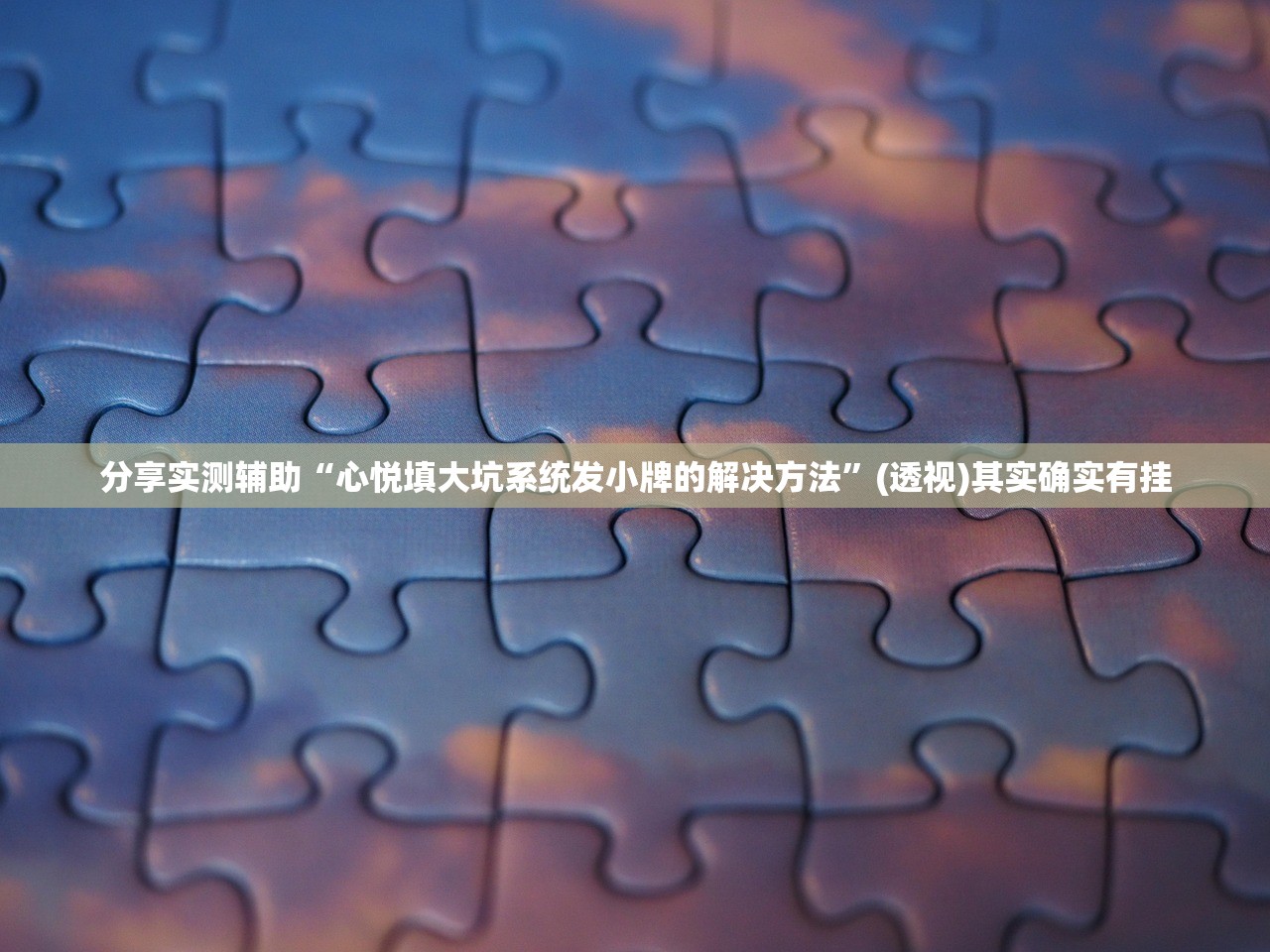 分享实测辅助“心悦填大坑系统发小牌的解决方法”(透视)其实确实有挂
